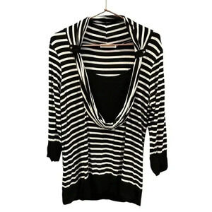 Design History Black and white striped cowl neck top size M